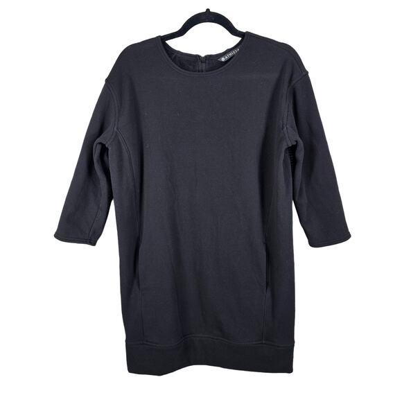 Athleta Sweatshirt Dress Cozy Carma Womens Small Black Half Sleeve Back Zip - Picture 1 of 16